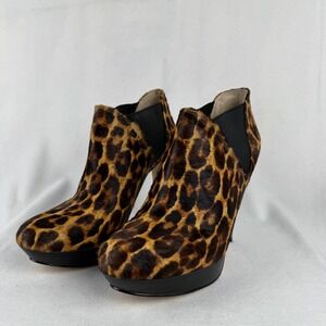INC International Concepts Leopard Pony Hair Platform Heel Ankle‎ Booties